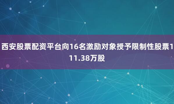 西安股票配资平台向16名激励对象授予限制性股票111.38万股